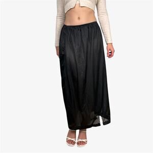Black vintage lingerie maxi slip skirt sheer with lace from heavenly secrets